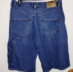 FUBU Mens Denim Carpenter Shorts Sz 36 Baggy 100% Cotton Loose Fit Wide Leg Long